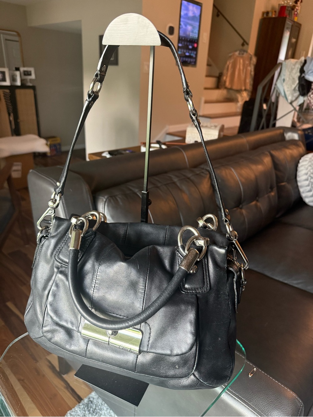 Y2K Coach Madison Maggie Satchel 16800 Black Leather Silver Hardware - Picture 9 of 9